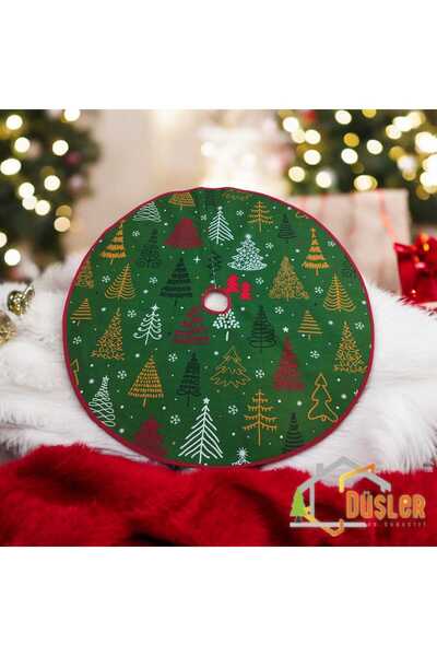 DÜŞLER EV TEKSTİLİ سجادة أرضية منقوشة بشجرة الصنوبر الخضراء، غطاء تحت شجرة عي...