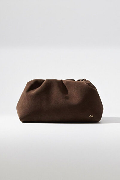 vattara Дамска чанта от велур с шнур, кафява