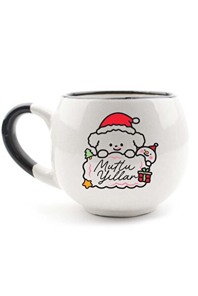 PALTO TASARIM Happy Birthday Cute Dog Cream Shiny Balloon Mug -Christmas Themed Mug