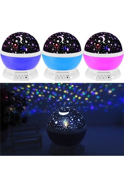 Lexi Bella Moon Star Patterned 360 °   Rotating Projector Colorful Led Sleep Light Baby Kids Room Night Light Pink