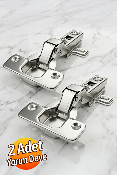 Badem10 Chrome 2 Pieces Half Camel Neck Pistonless Furniture Cabinet Door Hinge