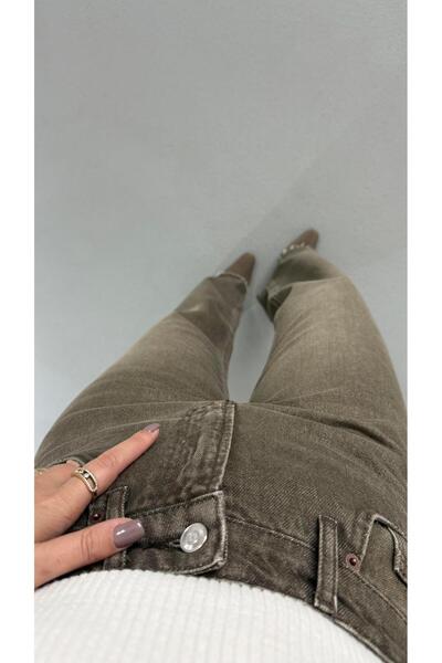 Sezgi Tekin Premium Series Raw Hem Khaki Washed Jeans