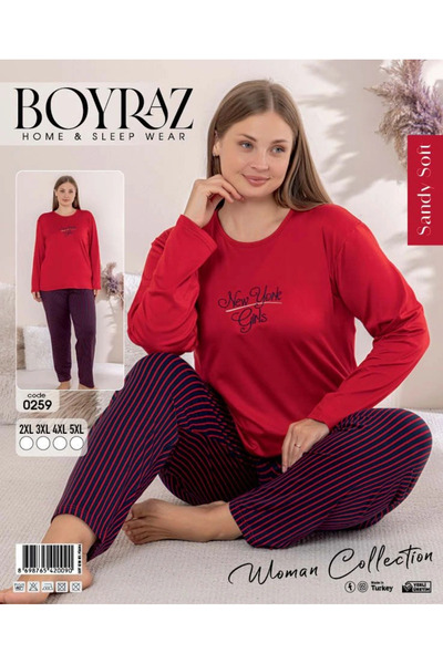 assell MDB 0259 Set de pijamale pentru femei Battal Sandy cu mâneci lungi