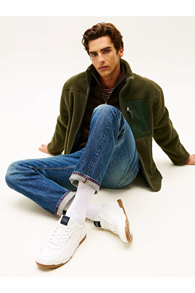 Tommy Hilfiger Men's Leather Laced Comfortable Sole Flat Model White Sneaker Fm0Fm05713-0Gy