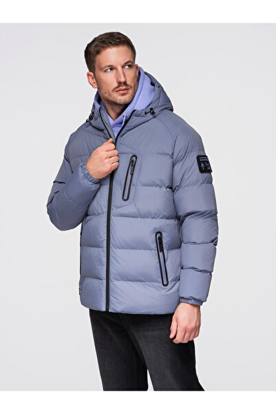 OMBRE Καπιτονέ ανδρικό μπουφάν με μανίκια raglan - απαλό μωβ V6 OM-JAHP-0302