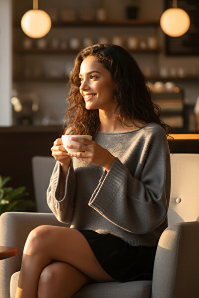 Devinka Women's Gray Batwing Sleeve Soft Texture Boat Neck Knitwear Sweater