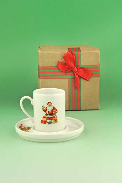 Bursa Porselen Dekor Santa joy tek kişilik porselen kahve fincan takımı yılba...