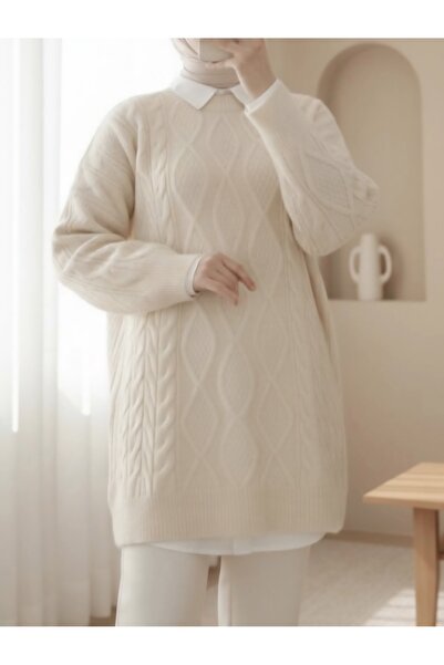 Vaniza Standard Size Honeycomb Patterned Knitwear Tunic Sweater