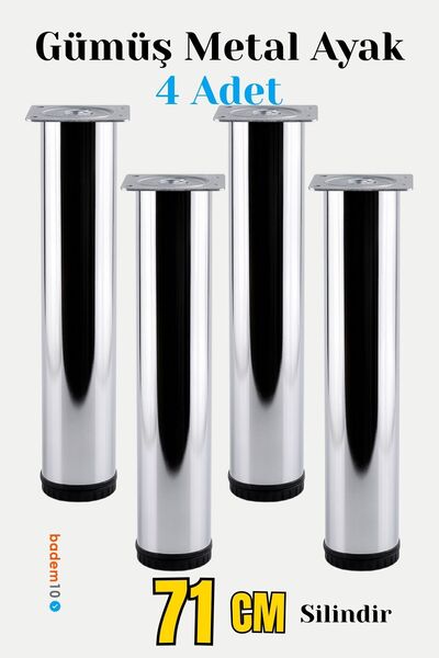 Badem10 Tombul 4 ADET Krom Gümüş Metal Sehpa Masa Ayağı 41 cm Mobilya Destek ...
