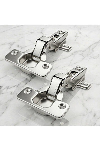 Badem10 Chrome 2 Pieces Half Camel Neck Pistonless Furniture Cabinet Door Hinge
