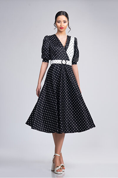 Perdonna Rochie eleganta cu buline din tafta elastica - Marilyn 41970