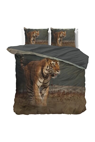 Sleeptime Nature Tiger Taupe Bed Linen Set, 100% Microfiber, Digital Print, 200x220 cm, 2x60x70 cm