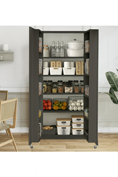 Tdesigno Tilbe Çok Amaçlı 90 Derece Açılabilir 2 Kapaklı Kiler Erzak Mutfak D...