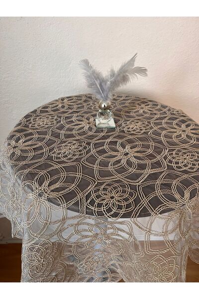 ZESA HOME مفرش طاولة فيسكوس من التول المزين بالدانتيل