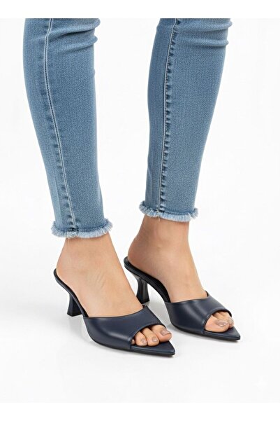 Aldina Nucci Genuine Cowhide Leather Pointed Toe Women's Thin Heeled Slippers