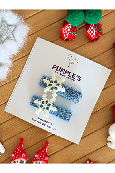 PURPLE'S BİR TUTAM MUTLULUK Snowflake Detailed Blue Glitter Girls' Hair Clip ...