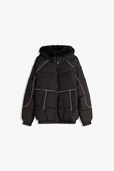 Bershka Suni kürk kapüşonlu teknik ceket