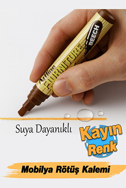 Badem10 Kayın Renk Mobilya Rötuş Kalemi Ahşap Masa Sehpa Dolap Kalemi Parke Ç...