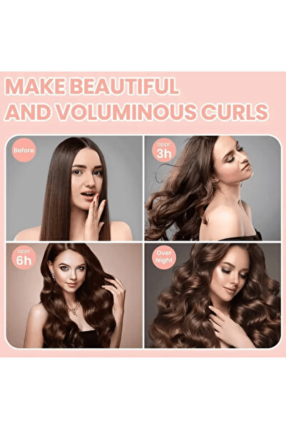 CRM Set of 3 flexible curlers for curls, heat-free, with bonnet, pink