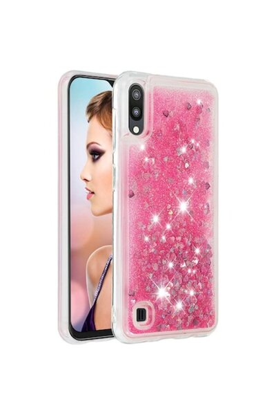 PlanetPhone Husa pentru Samsung A10, Roz cu sclipici si apa, din silicon, pro...
