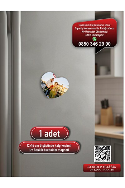 Photo Garage Kişiye Özel Kalp Kesimli Fotoğraf Magnet – 1 Adet 12x14 cm UV Ba...