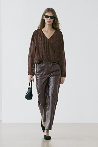 Massimo Dutti Flowing polka dot wrap blouse