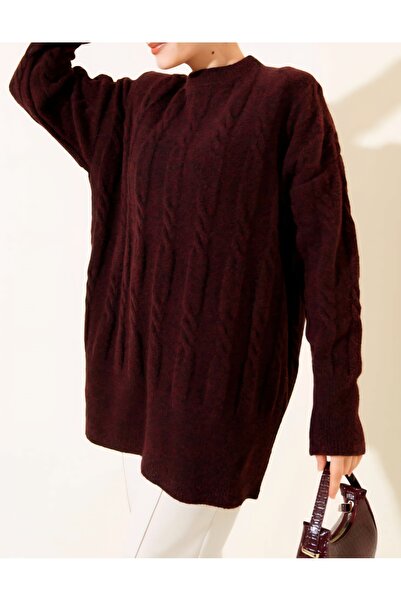 Vaniza Embossed Patterned Knitwear Tunic Sweater