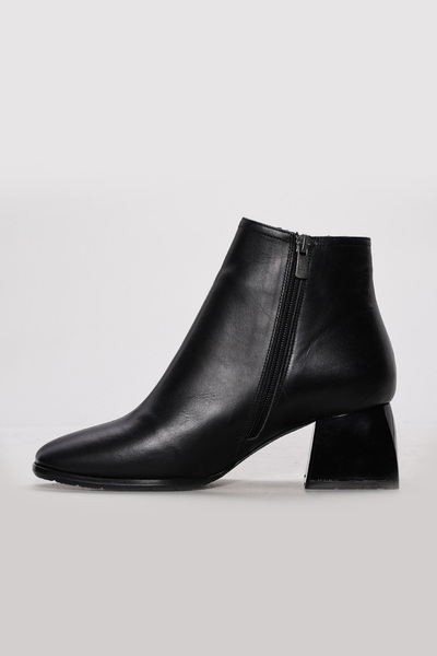 FAST STEP Γυναικείες μπότες με χοντρό τακούνι από γνήσιο δέρμα και γούνα 264KZA854