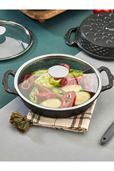 PoloChef Crystal 24cm Non-Stick Pan for Eggs, Omelets, Sausages with Lid