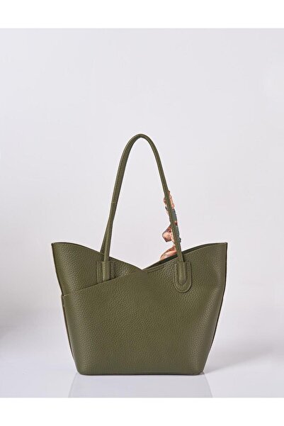 Kayra Puppy Scarf Detailed Bag Khaki