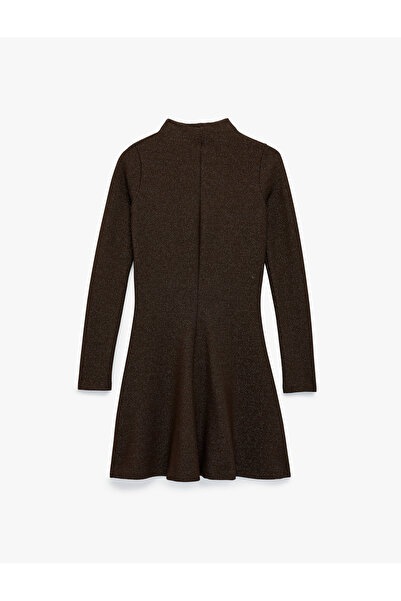 Koton X Şahika Ercüment - Long Sleeve Mock Neck Volume Glitter Mini Dress
