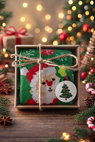 MEKİK BUTİK Kutulu 9/11 yaş noel çorabı - hediye çocuk çorabı - hediye kutulu...