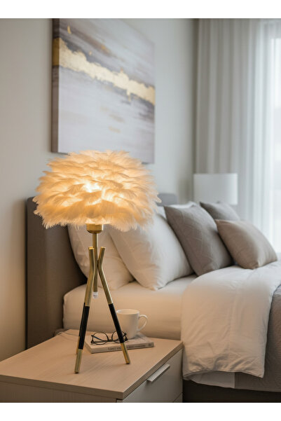 LUMINZO Lufina Antique Legged Cream Feather Headboard Wired Modern Lampshade Bedroom Living Room Table Lamp