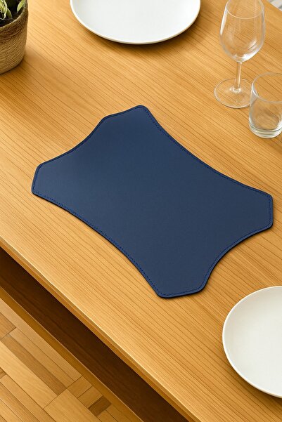 Adalinhome Set de 6 covorașe din piele cu două fețe (albastru închis-negru)