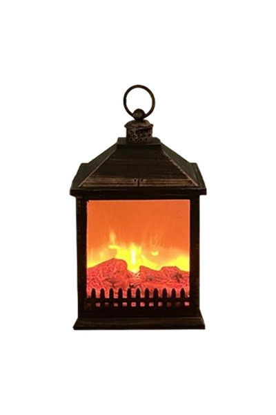 Generic LED Fireplace Lantern Flame Effect Bedside Lamp for Desktop Fireplace Office 20cmx15cmx33cm