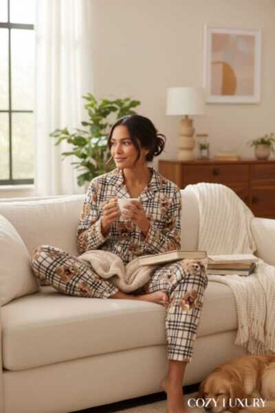 NiCe İç Giyim Вирусен комплект пижама от мека памучна материя с кариран десен...