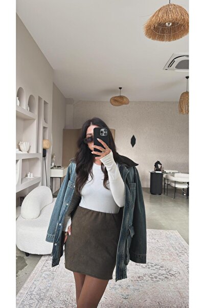 Buket Teke Khaki Nubuck Skirt