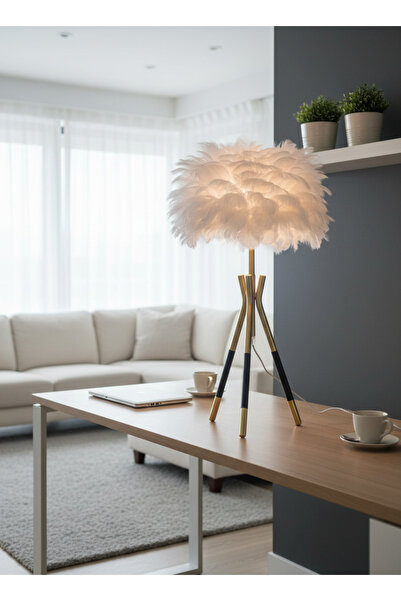 LUMINZO Lufina Antique Leg White Feather Headboard Wired Modern Lampshade Bedroom Living Room Table Lamp