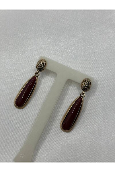 lysiaaccessory Brand Model Vintage Burgundy Earrings