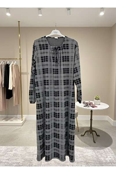 fariza tekstil Φόρεμα με λαιμόκοψη U από ύφασμα Lizzy, σε φαρδιά γραμμή, μητρ...