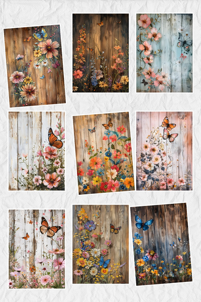 qoeuyl boutique Vintage Butterfly and Flower No:2 Themed Set of 9 Postcards