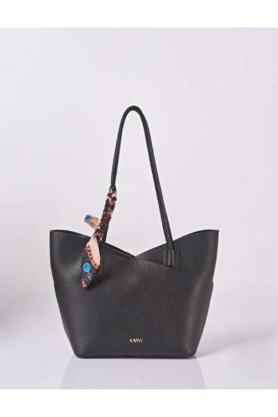 Kayra Puppy Scarf Detailed Bag Black