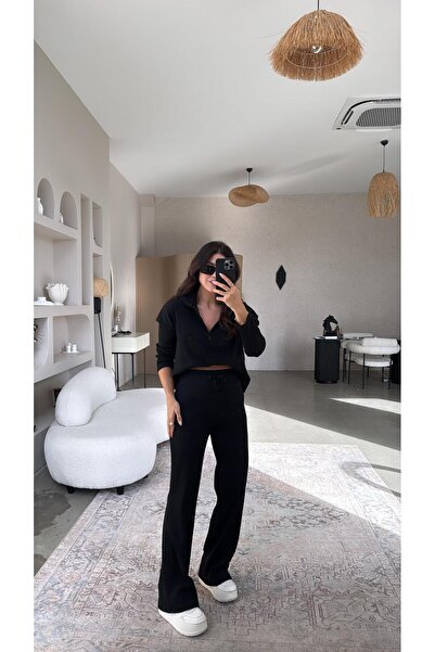 Buket Teke Black Half Zipper Corded Fabric Basic Set