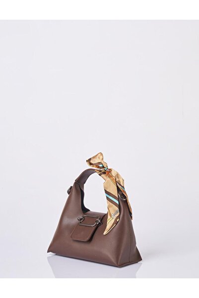 Kayra Faux Leather Bag with Scarf Detail Bitter Brown