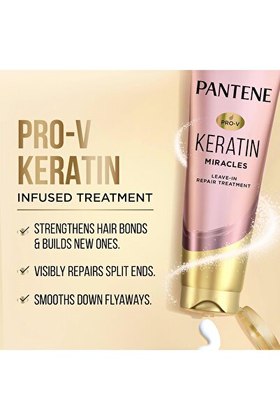 Pantene Keratin Leave-In Conditioner with Argan Oil, Protein Treatment, 8.4 Fl Oz