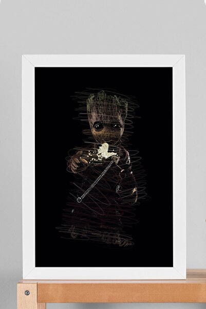 Saturn Pictură înrămată Baby Groot Gardienii Galaxiei - Poster estetic
