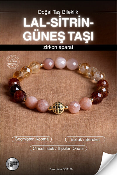OSMANLI DEĞERLİ TAŞ Sertifikalı LAL-SİTRİN-GÜNEŞ TAŞI Doğal Taş Zirkon Aparat...