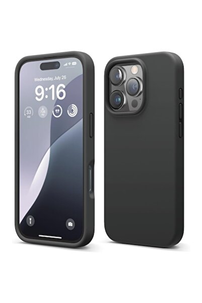 PlanetPhone Husa pentru iPhone 16 Pro neagra, slim din silicon si interior di...