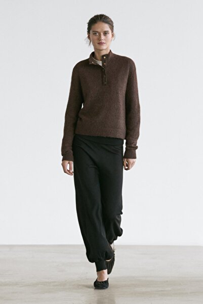 Massimo Dutti Çıtçıtlı dik yaka triko kazak