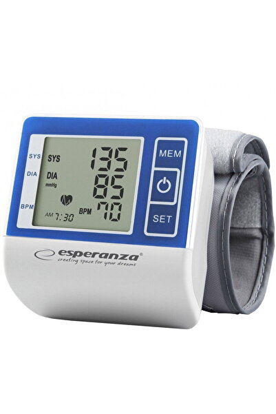 ESPERANZA Vigor Esperanza wrist blood pressure monitor, 90 memories, oscillometric method, White/Blue